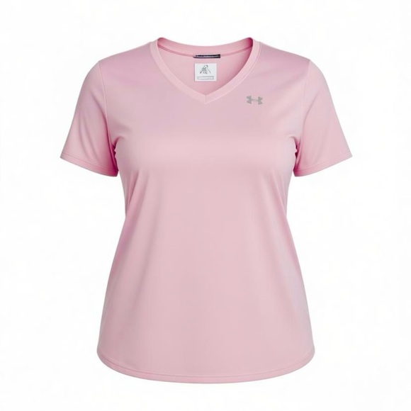 Under Armour HeatGear V-Neck Active Tee Women’s 2XL Pink Plus Size - Picture 2 of 13